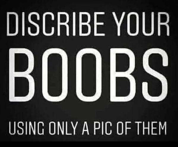 DISCRIBE YOUR BOOBS USING ONLY A PIC OF